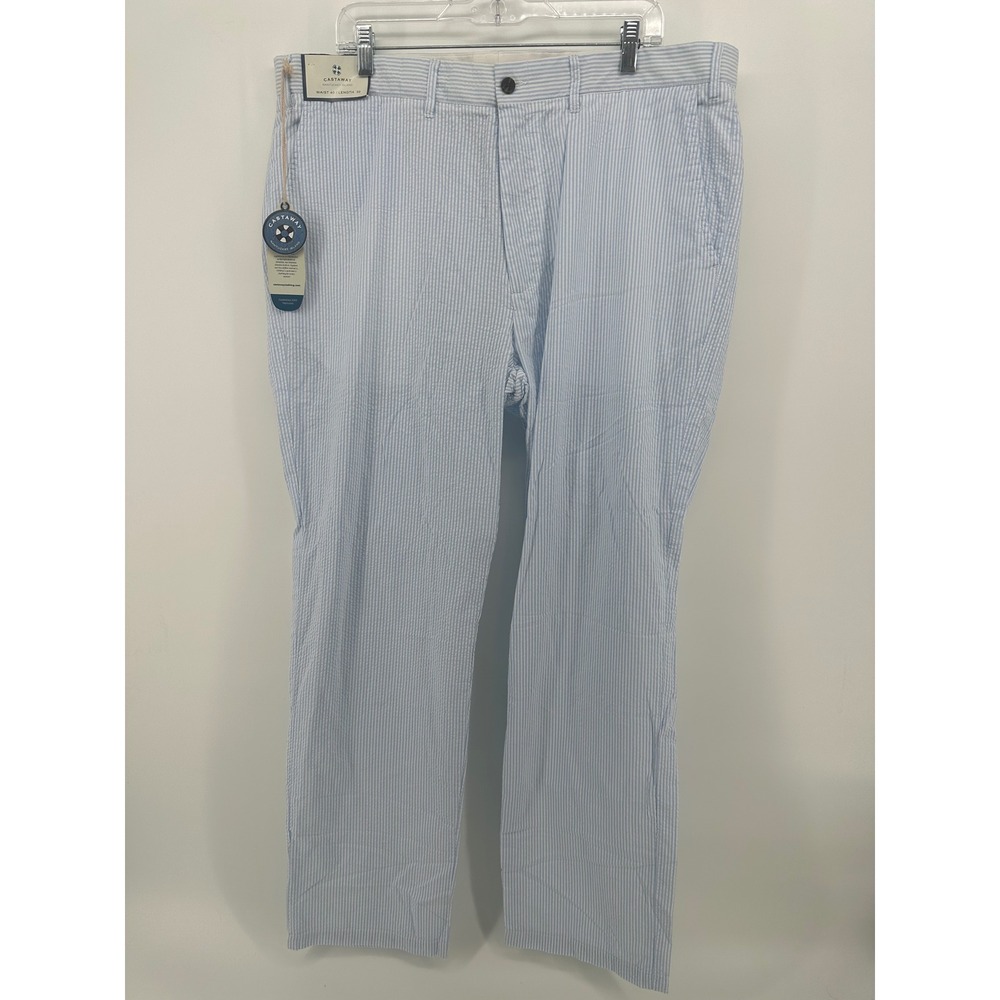 Castaway Nantucket Island Harbor Pant Blue Seersucker Mens 40x32 NWT